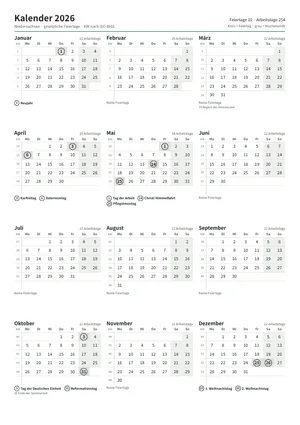 Erste Seite: Jahreskalender, A4 Hochformat, 1 Seite (ca. 64 KB)