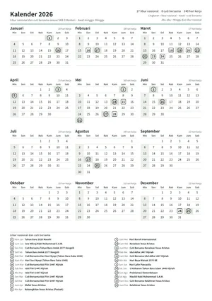 Pratinjau Kalender 1 halaman (A4 potret)