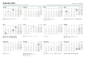 Erste Seite: Jahreskalender, A4 Querformat, 1 Seite (ca. 130 KB)
