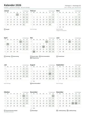 Erste Seite: Jahreskalender, A4 Hochformat, 1 Seite (ca. 66 KB)
