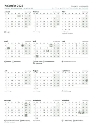 Erste Seite: Jahreskalender, A4 Hochformat, 1 Seite (ca. 70 KB)