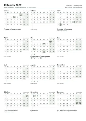 Erste Seite: Jahreskalender, A4 Hochformat, 1 Seite (ca. 67 KB)
