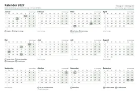 Erste Seite: Jahreskalender, A4 Querformat, 1 Seite (ca. 67 KB)