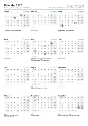 Erste Seite: Jahreskalender, A4 Hochformat, 1 Seite (ca. 76 KB)