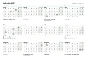 Erste Seite: Jahreskalender, A4 Querformat, 1 Seite (ca. 77 KB)