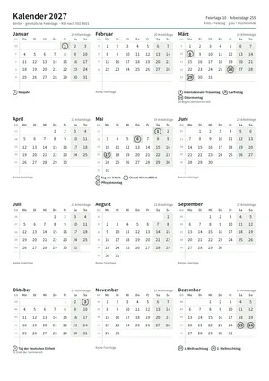 Erste Seite: Jahreskalender, A4 Hochformat, 1 Seite (ca. 64 KB)