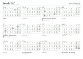 Erste Seite: Jahreskalender, A4 Querformat, 1 Seite (ca. 64 KB)
