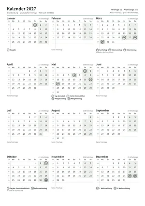 Erste Seite: Jahreskalender, A4 Hochformat, 1 Seite (ca. 66 KB)