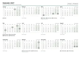 Erste Seite: Jahreskalender, A4 Querformat, 1 Seite (ca. 67 KB)