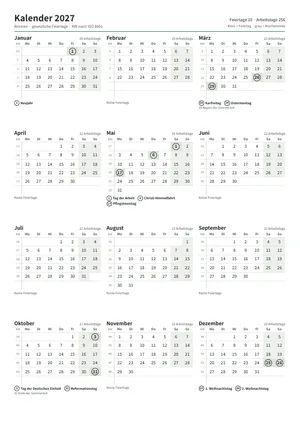 Erste Seite: Jahreskalender, A4 Hochformat, 1 Seite (ca. 64 KB)