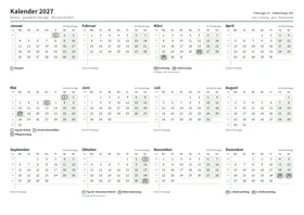 Erste Seite: Jahreskalender, A4 Querformat, 1 Seite (ca. 64 KB)