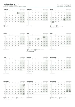 Erste Seite: Jahreskalender, A4 Hochformat, 1 Seite (ca. 64 KB)