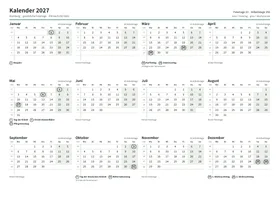 Erste Seite: Jahreskalender, A4 Querformat, 1 Seite (ca. 64 KB)