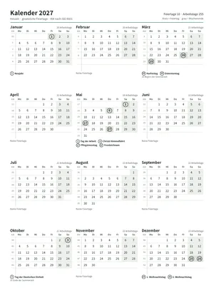 Erste Seite: Jahreskalender, A4 Hochformat, 1 Seite (ca. 64 KB)