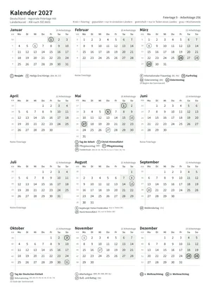 Erste Seite: Jahreskalender, A4 Hochformat, 1 Seite (ca. 128 KB)