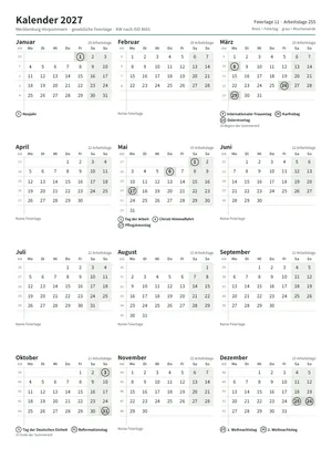 Erste Seite: Jahreskalender, A4 Hochformat, 1 Seite (ca. 66 KB)