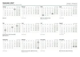 Erste Seite: Jahreskalender, A4 Querformat, 1 Seite (ca. 64 KB)