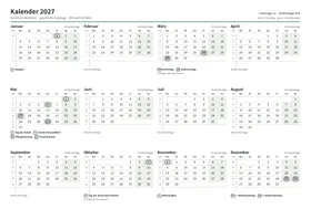 Erste Seite: Jahreskalender, A4 Querformat, 1 Seite (ca. 65 KB)