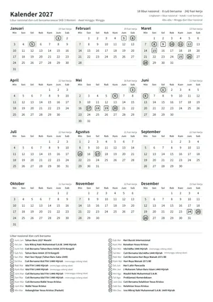 Pratinjau Kalender 1 halaman (A4 potret)