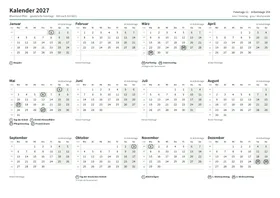 Erste Seite: Jahreskalender, A4 Querformat, 1 Seite (ca. 65 KB)