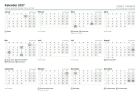 Erste Seite: Jahreskalender, A4 Querformat, 1 Seite (ca. 67 KB)