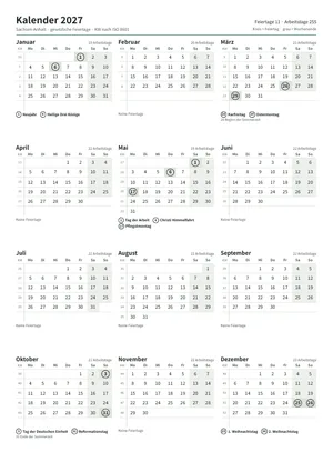 Erste Seite: Jahreskalender, A4 Hochformat, 1 Seite (ca. 65 KB)