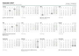 Erste Seite: Jahreskalender, A4 Querformat, 1 Seite (ca. 66 KB)