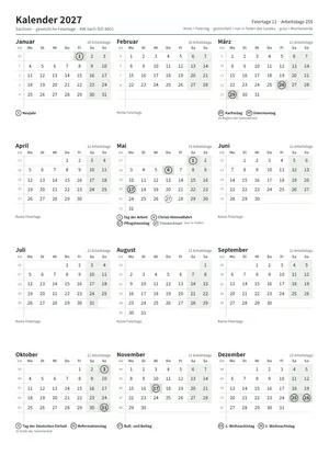 Erste Seite: Jahreskalender, A4 Hochformat, 1 Seite (ca. 70 KB)