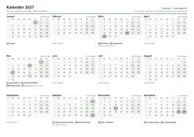 Erste Seite: Jahreskalender, A4 Querformat, 1 Seite (ca. 71 KB)