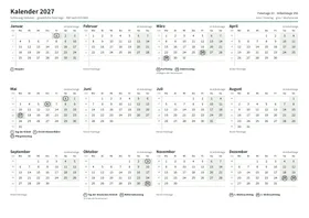 Erste Seite: Jahreskalender, A4 Querformat, 1 Seite (ca. 64 KB)