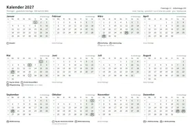 Erste Seite: Jahreskalender, A4 Querformat, 1 Seite (ca. 71 KB)