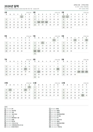 1장 연간 달력 (A4 세로) 미리보기