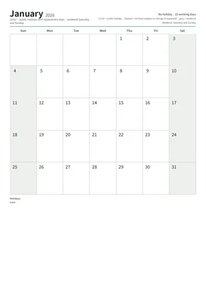 First page of the monthly calendar, A4 (12 pages) (A4 portrait · 12 pages · about 130 KB)