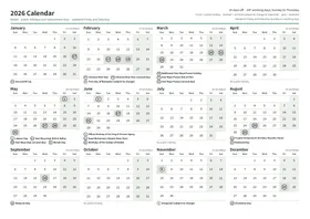 First page of the year calendar, A4 landscape (A4 landscape · 1 page · about 80 KB)