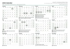 First page of the year calendar, A4 landscape (A4 landscape · 1 page · about 87 KB)