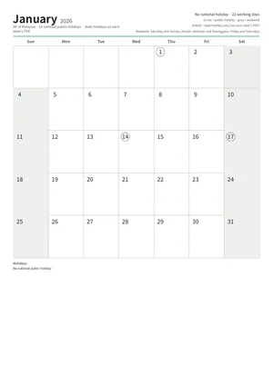 First page of the monthly calendar, A4 (12 pages) (A4 portrait · 12 pages · about 270 KB)
