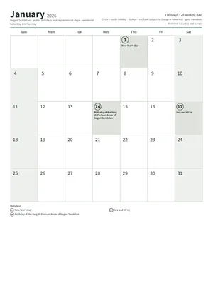 First page of the monthly calendar, A4 (12 pages) (A4 portrait · 12 pages · about 126 KB)