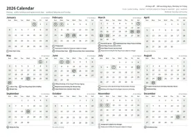 First page of the year calendar, A4 landscape (A4 landscape · 1 page · about 94 KB)