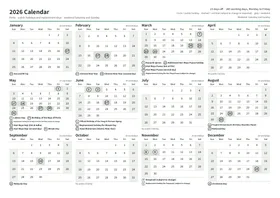 First page of the year calendar, A4 landscape (A4 landscape · 1 page · about 92 KB)