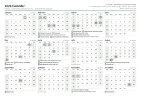 First page of the year calendar, A4 landscape (A4 landscape · 1 page · about 88 KB)