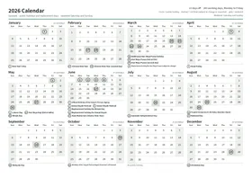 First page of the year calendar, A4 landscape (A4 landscape · 1 page · about 81 KB)