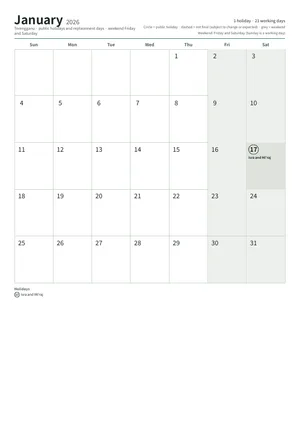 First page of the monthly calendar, A4 (12 pages) (A4 portrait · 12 pages · about 112 KB)