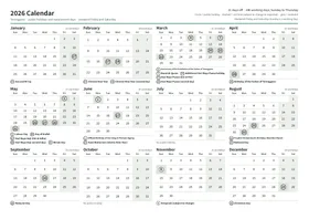 First page of the year calendar, A4 landscape (A4 landscape · 1 page · about 78 KB)