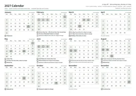 First page of the year calendar, A4 landscape (A4 landscape · 1 page · about 106 KB)