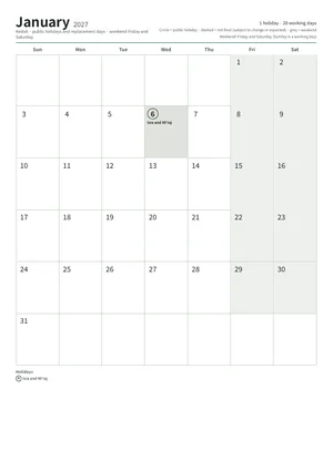 First page of the monthly calendar, A4 (12 pages) (A4 portrait · 12 pages · about 124 KB)