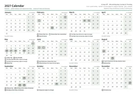 First page of the year calendar, A4 landscape (A4 landscape · 1 page · about 89 KB)