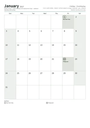 First page of the monthly calendar, A4 (12 pages) (A4 portrait · 12 pages · about 130 KB)