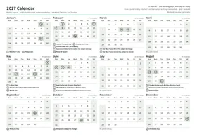 First page of the year calendar, A4 landscape (A4 landscape · 1 page · about 98 KB)