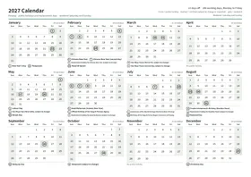 First page of the year calendar, A4 landscape (A4 landscape · 1 page · about 100 KB)