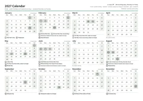 First page of the year calendar, A4 landscape (A4 landscape · 1 page · about 98 KB)